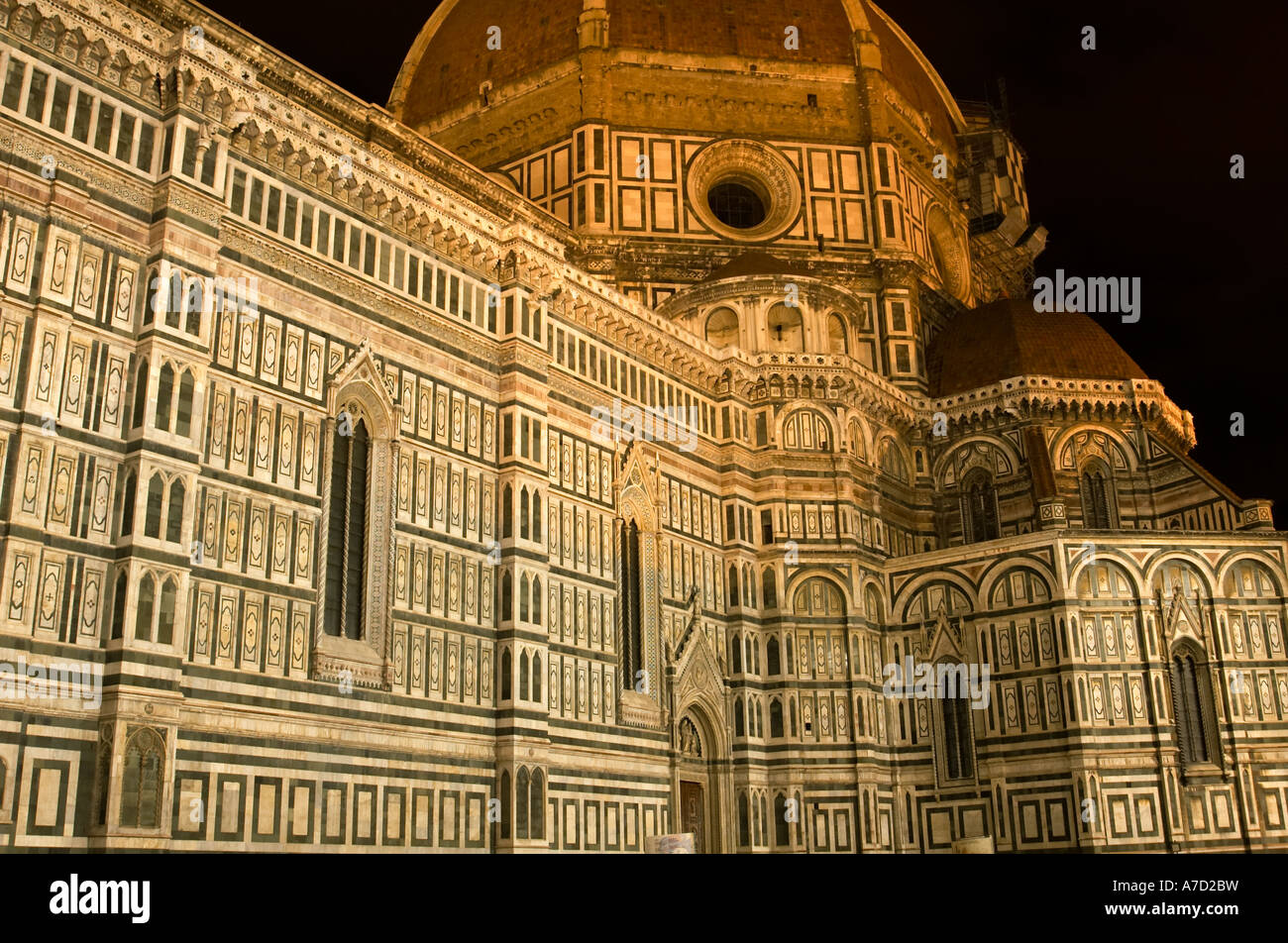 The Duomo at night main cathedral of Florence Italy Stock Photo