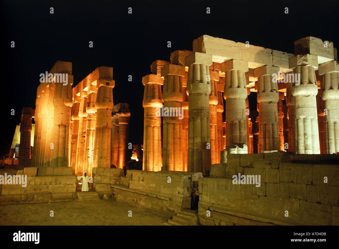 Colonnades of Luxor Temple at Court of Amenophis III in Egypt Stock Photo
