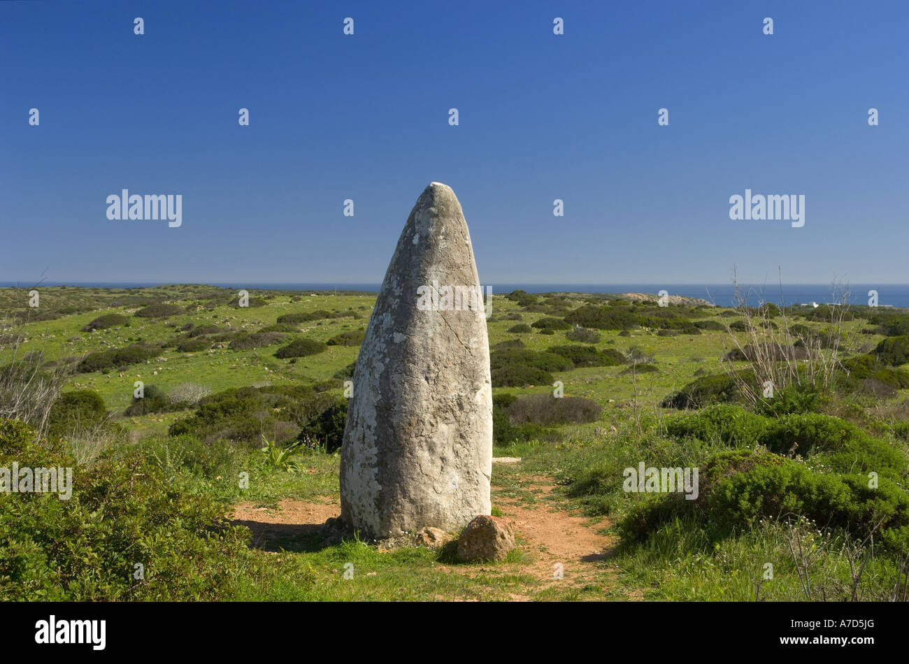 Prehistoric Menhir Stone, Near Igrina Stock Photo