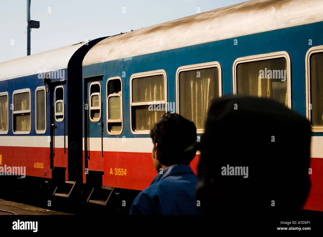 Reunification Express train between Hanoi and Saigon Stock Photo