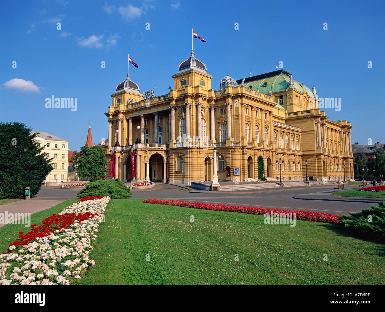Marshal Tito Square, Croatian National Theatre Stock Photo