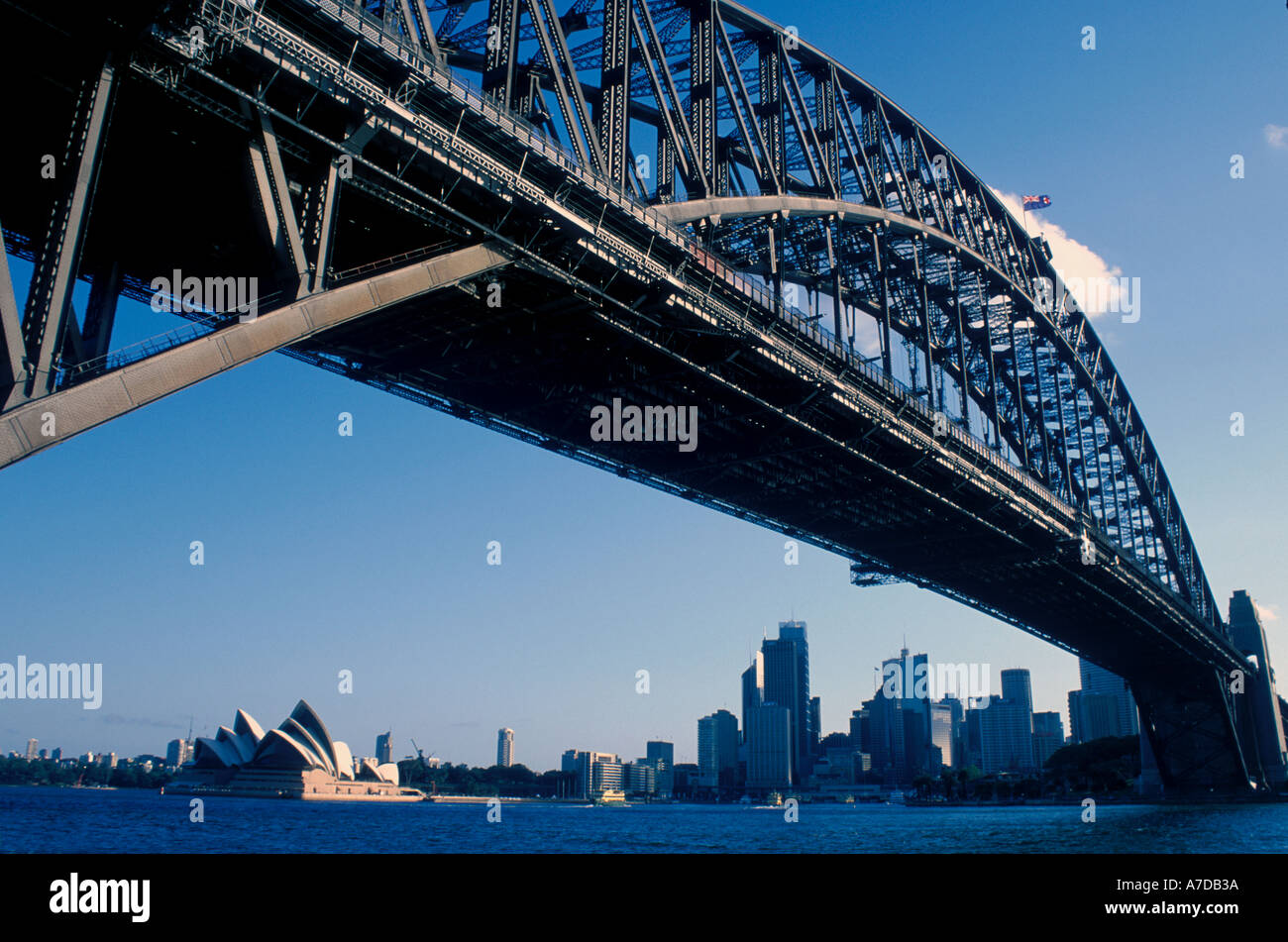 Australia New South Wales Sydney Opera House Harbour Bridge Stock Photo
