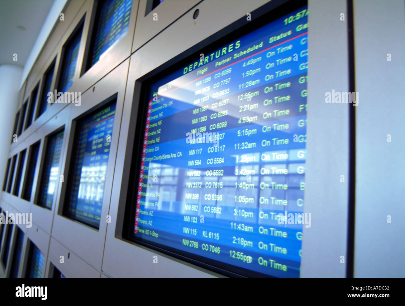 Departure and arrival information screens Stock Photo