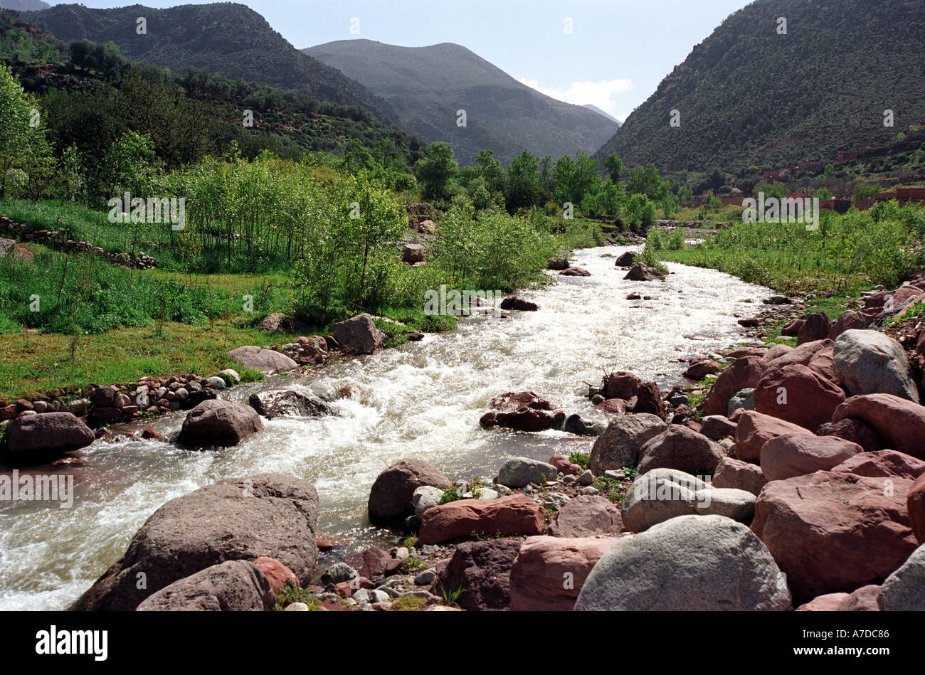 A river below the Atlas Mountains in Morocco North Africa Stock Photo ...