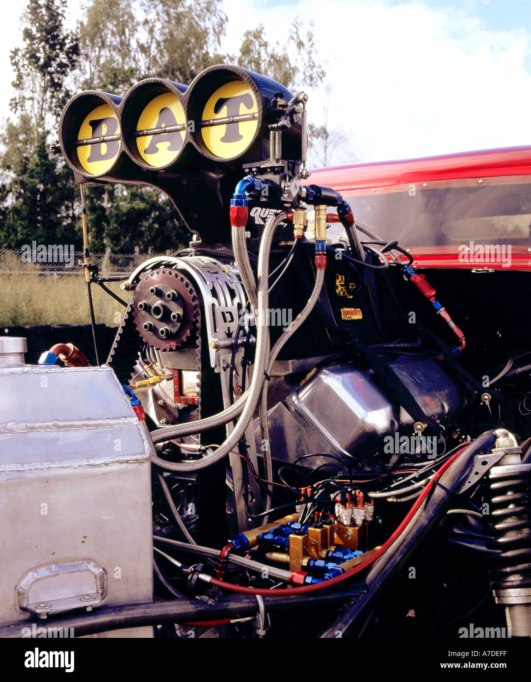 Pro Modified drag car Adrenaline rush extreme risk danger Stock Photo