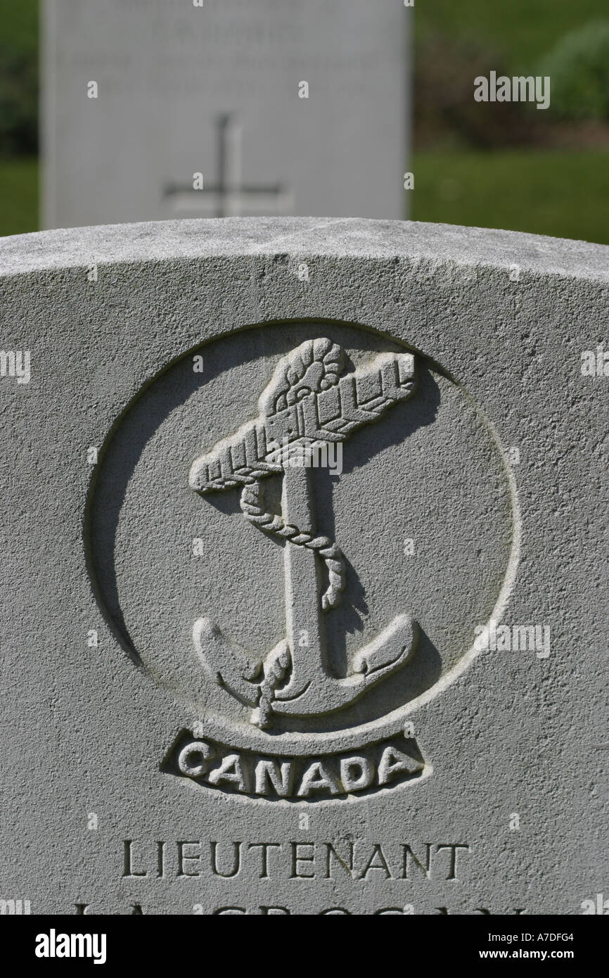 Canadian Navy military cemetery grave headstone at Yeovilton Somerset England St Bartholomew Fleet Air Arm Memorial Church Stock Photo