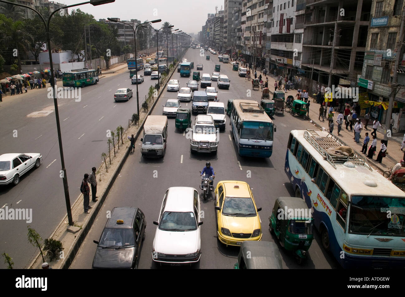 Traffic on one of the main roads in Dhaka Bangladesh Stock Photo Alamy