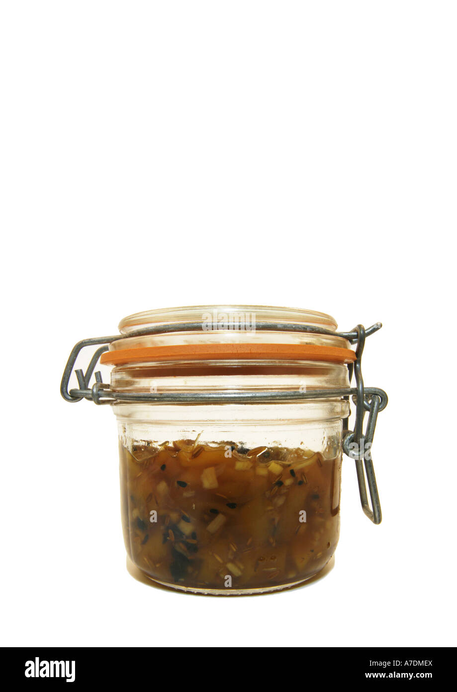 Jar of Home Made Mango Chutney Stock Photo
