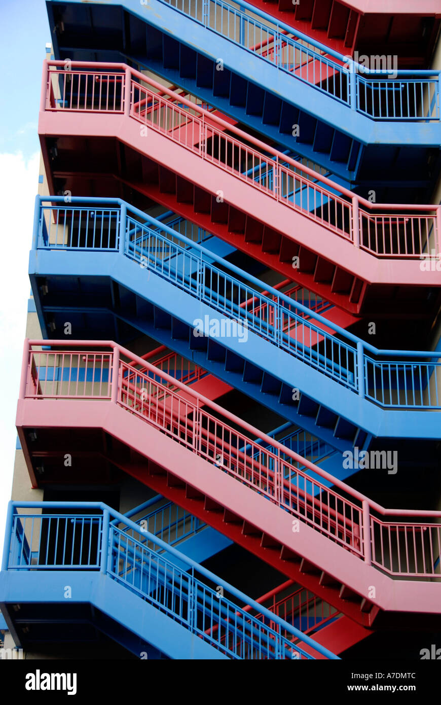 Colorful fire escape exterior safe save safety stairs stairway ladder