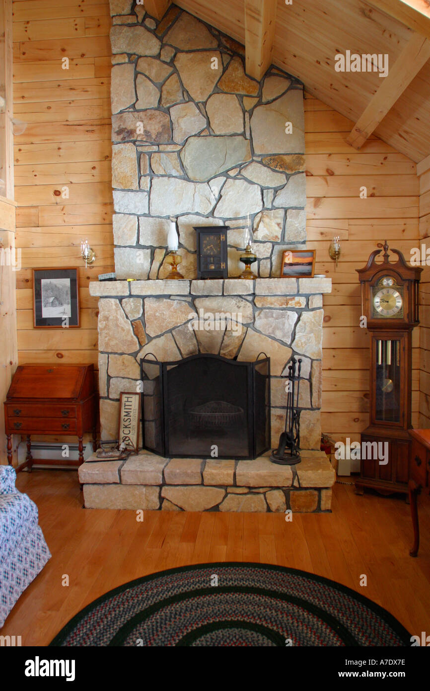 Inside Of Log Cabin Franconia New Hampshire Stock Photo 3855997