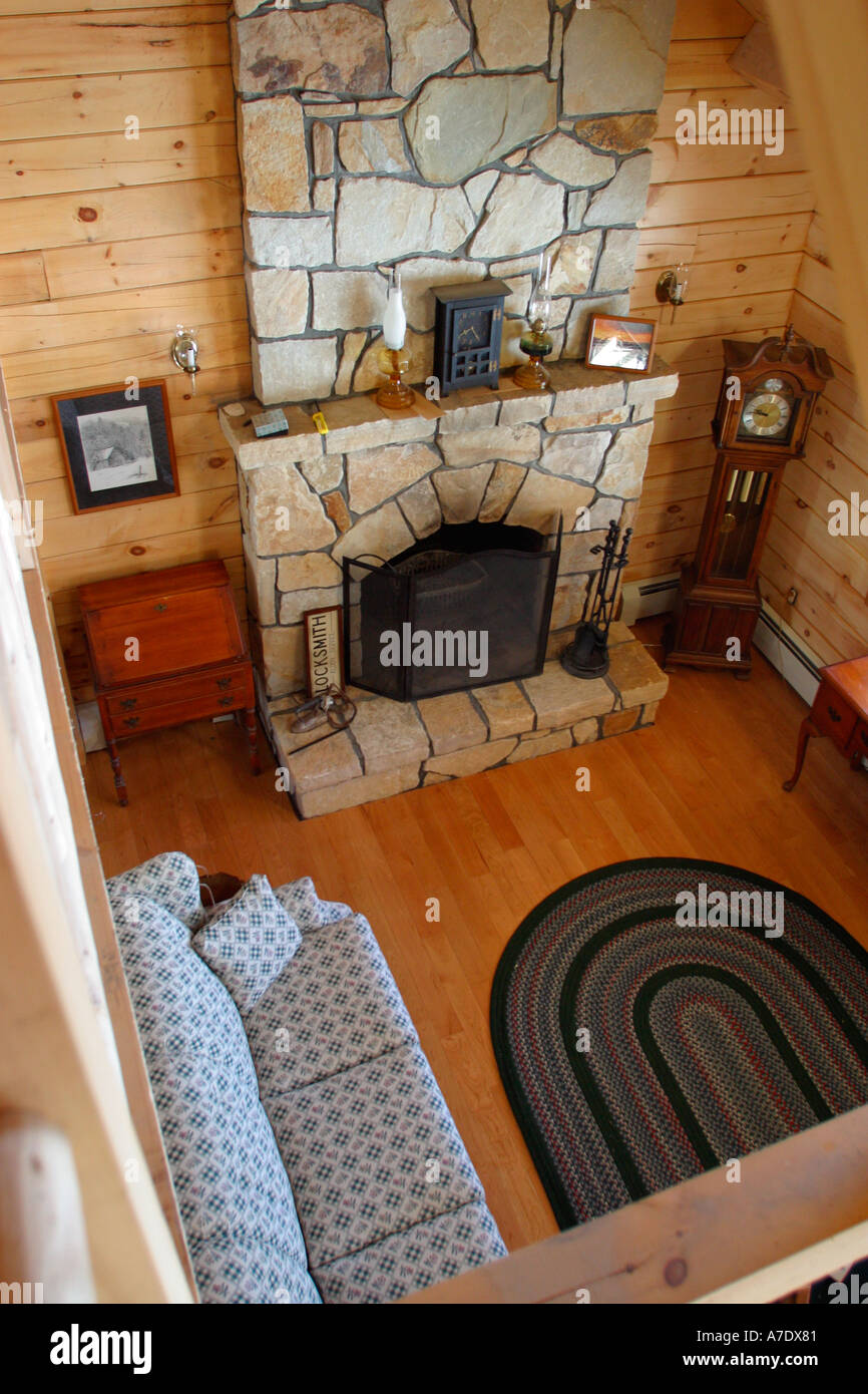Inside of Log Cabin Franconia New Hampshire Stock Photo Alamy