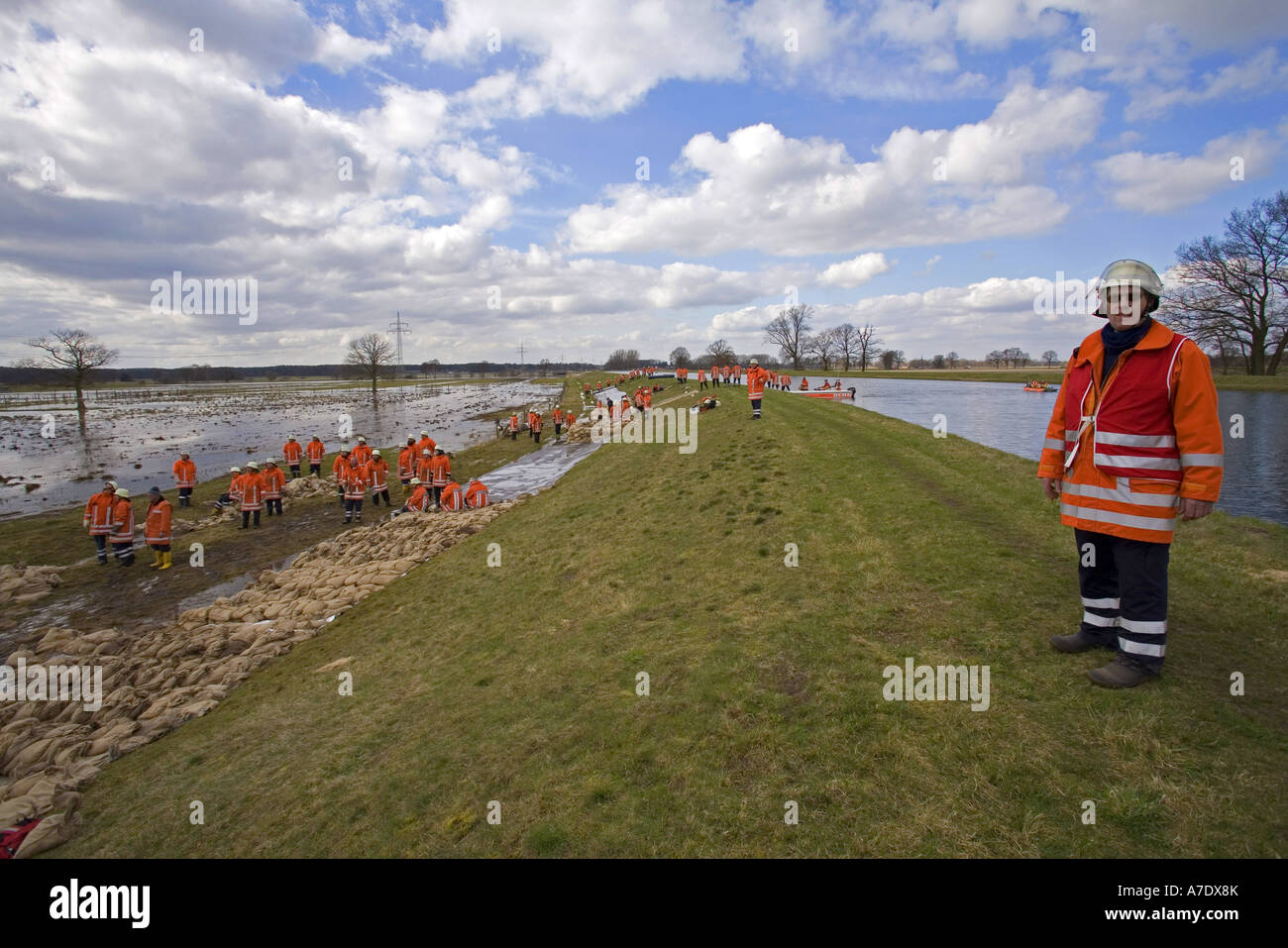 Leackage dyke sealing with sandbags hires stock photography and images