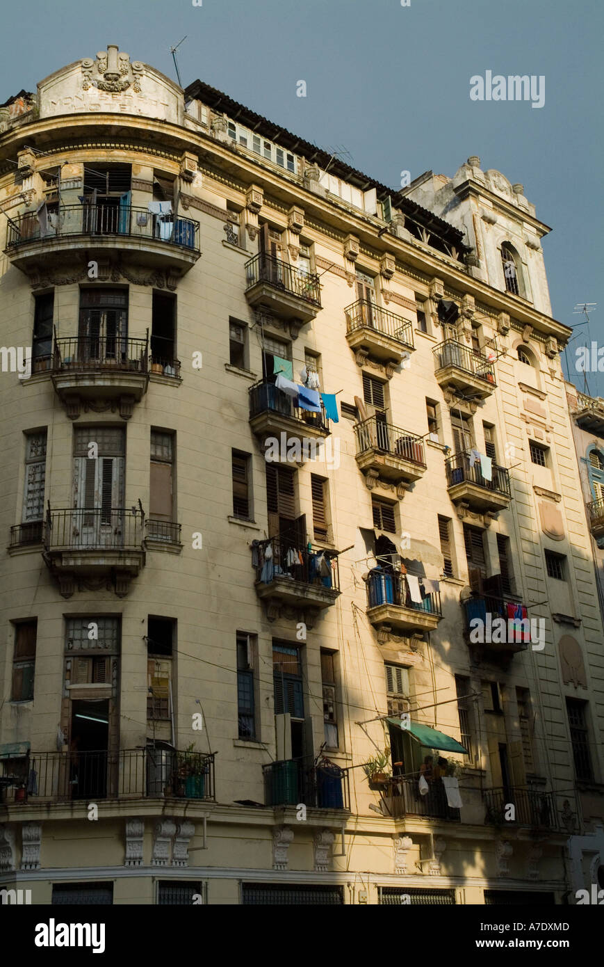 Facade of an old apartment building in Havana, Cuba Stock Photo Alamy