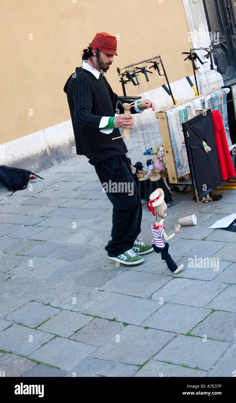 A street performer with his puppet in Venice Stock Photo Alamy