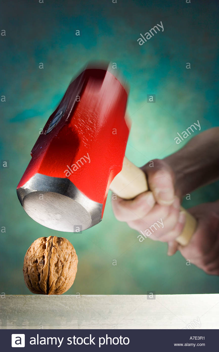Use a sledgehammer to crack a nut. Holding a hammer in both hands to