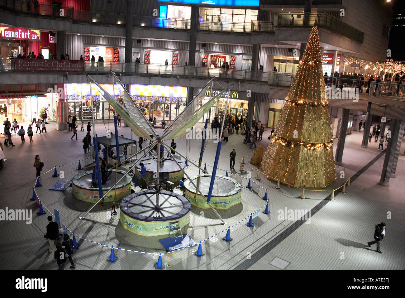 Bungee jumping in Teleport City Daiba city of Tokyo Japan Asia Stock