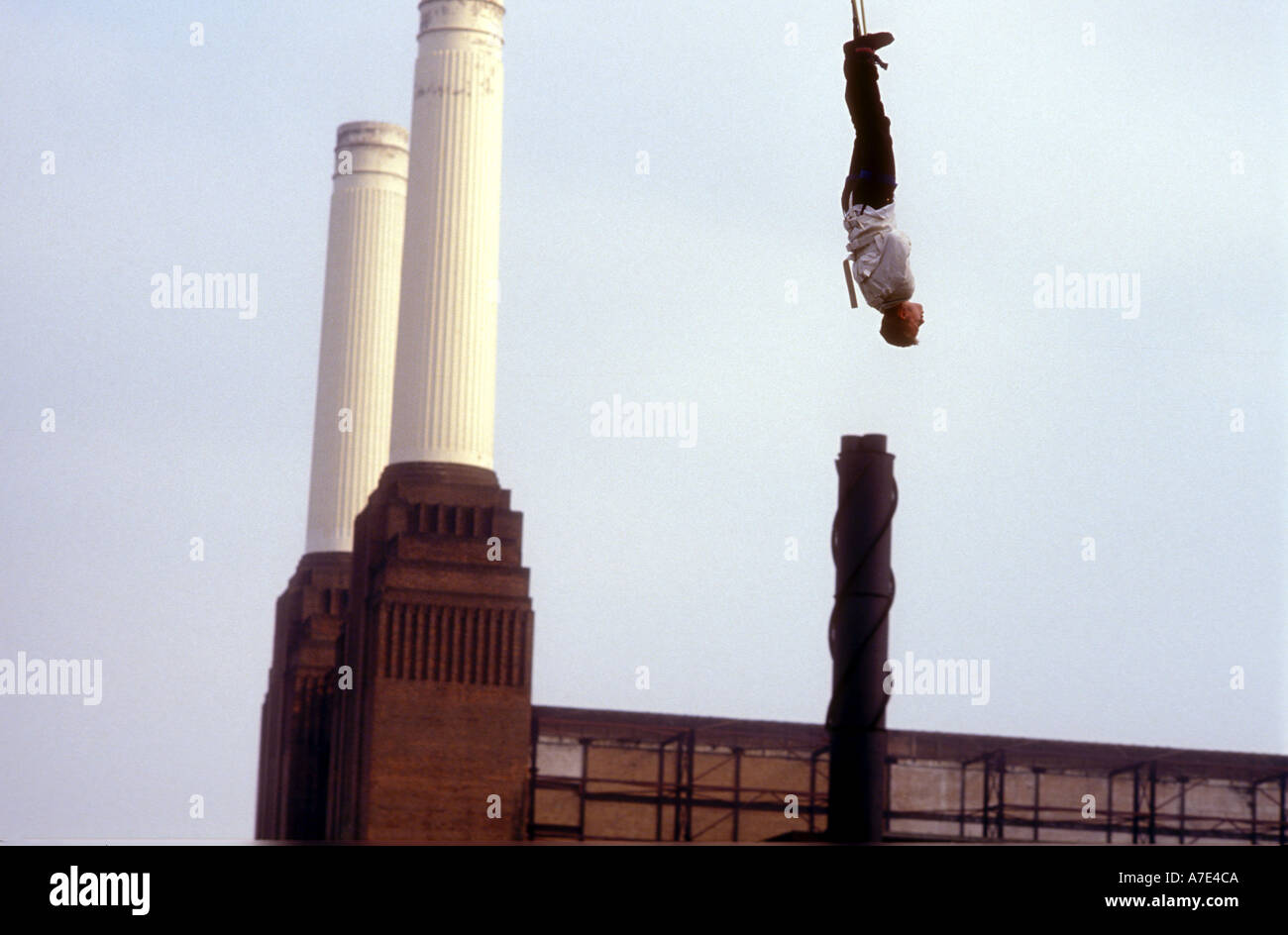 Bungee jumping by Battersea Power station South London Stock Photo Alamy