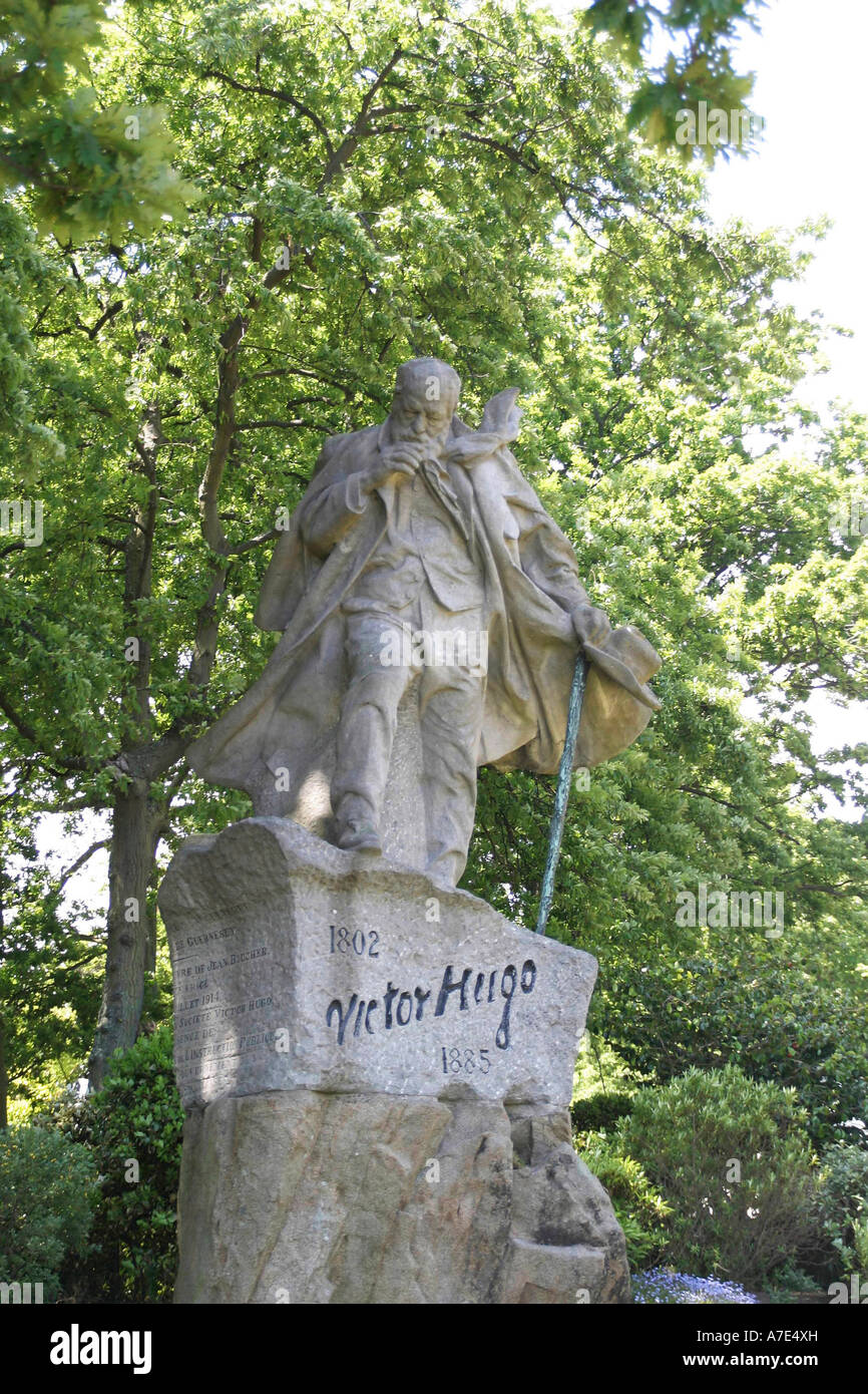 Victor Hugo statue, Candie Gardens, St Peter Port, Guernsey Stock Photo