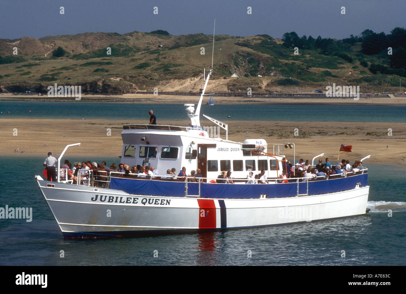 The passenger boat Jubilee Queen on the River Camel at Padstow in Cornwall England UK Stock Photo