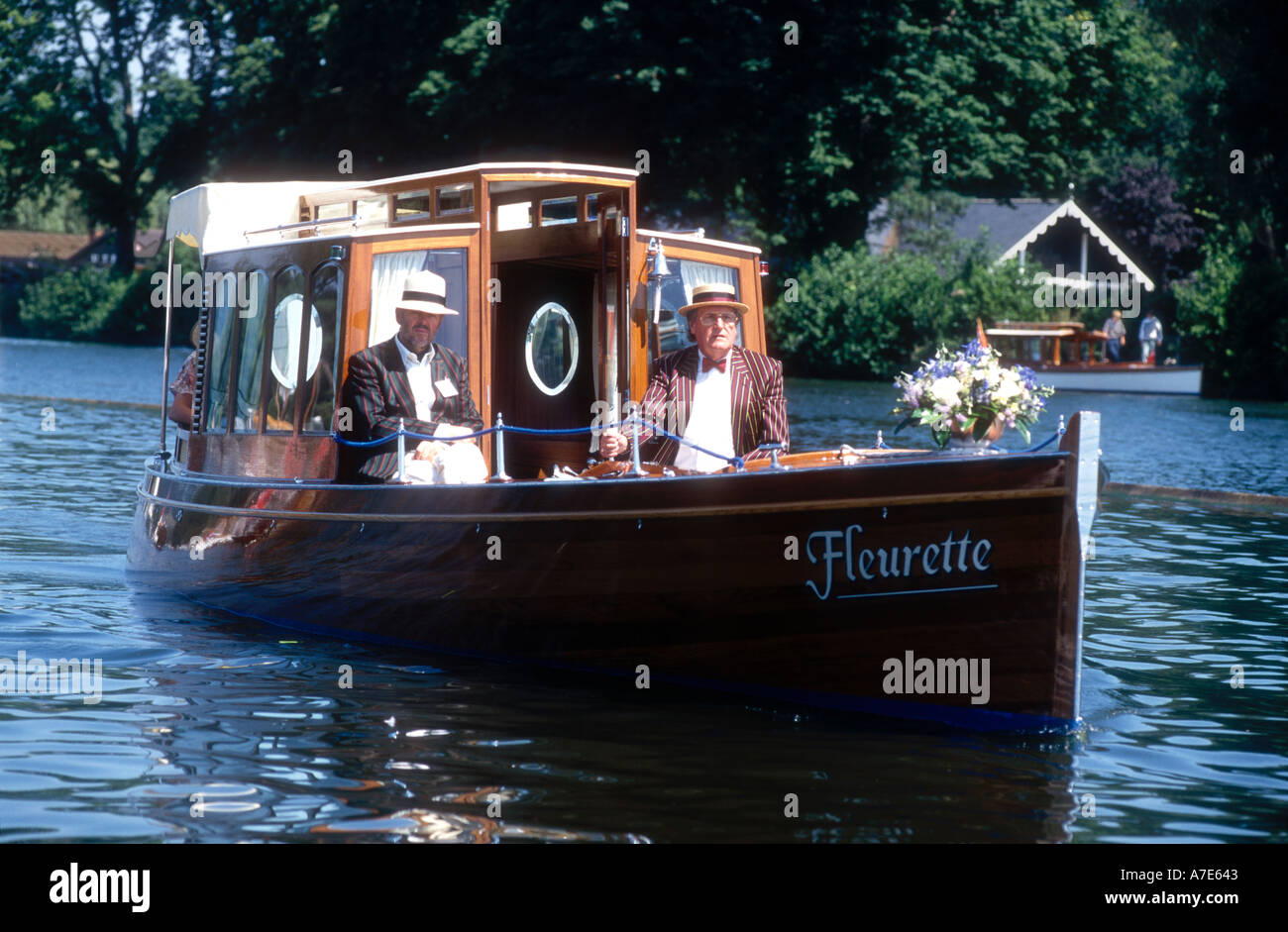 The restored Windermere launch Fleurette at the Thames traditional Boat Rally at Henley