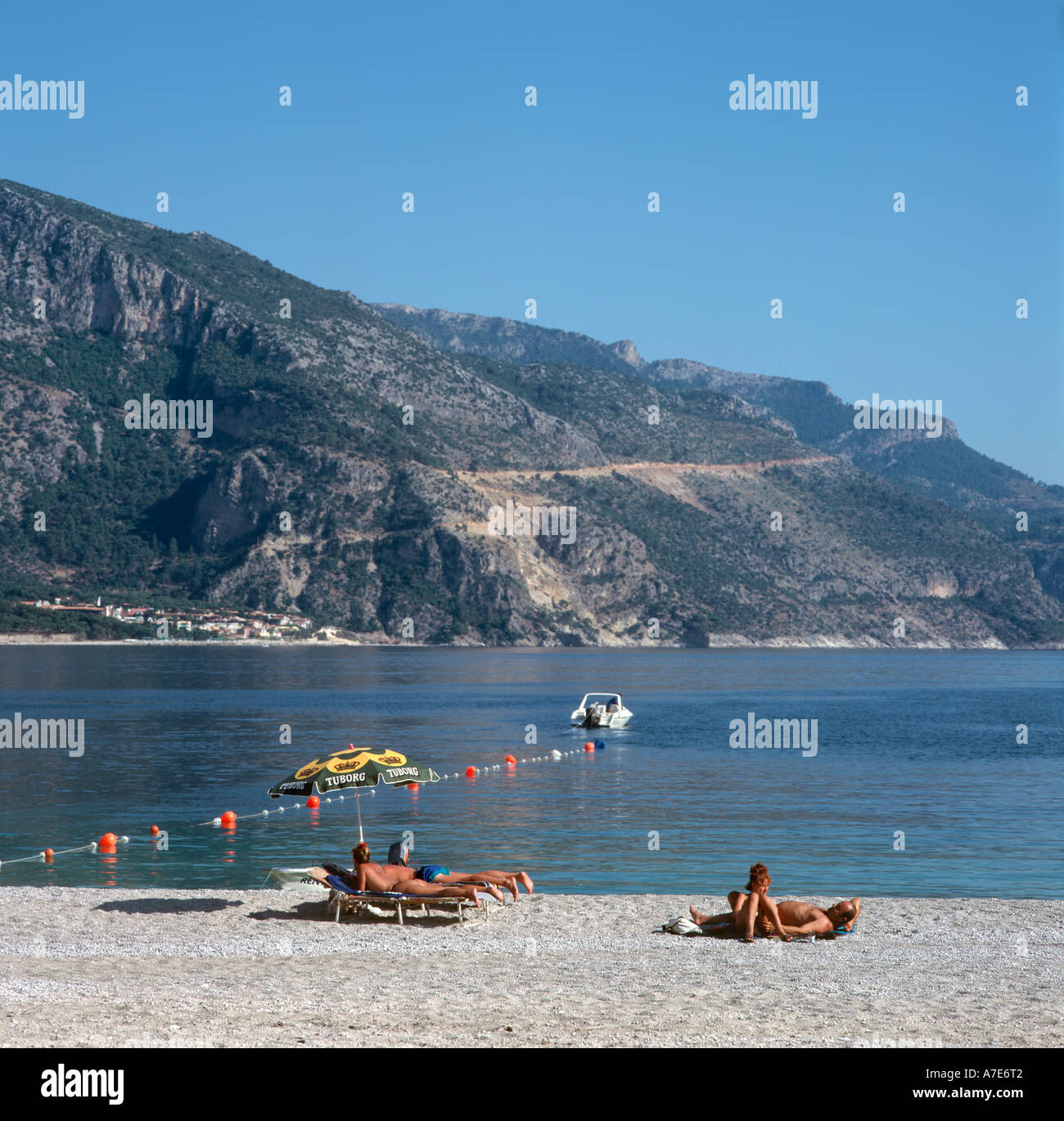 Beach, Olu Deniz, near Fethiye, Turkey Stock Photo