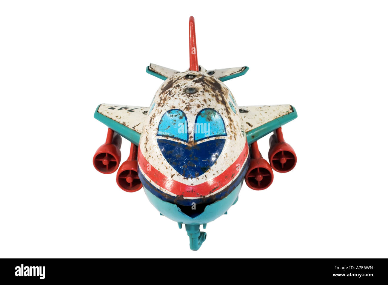 Old rusty tin toy Jumbo Jet Stock Photo - Alamy