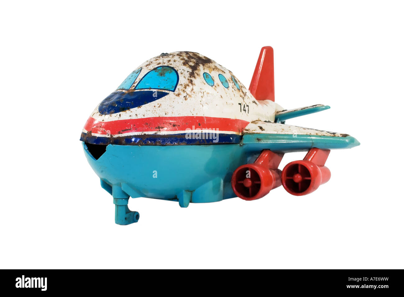 Old rusty tin toy Jumbo Jet Stock Photo - Alamy