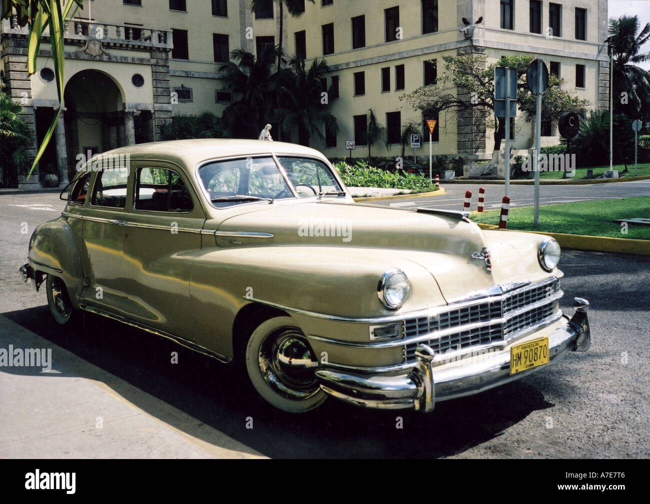 CUBA Classic American cars like this Chrysler are a feature of  Havana taxi services. Photo Tony Gale Stock Photo
