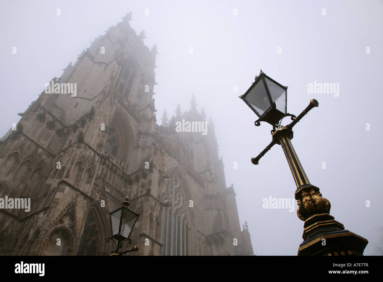 York Minster in the mist North Yorkshire England Stock Photo