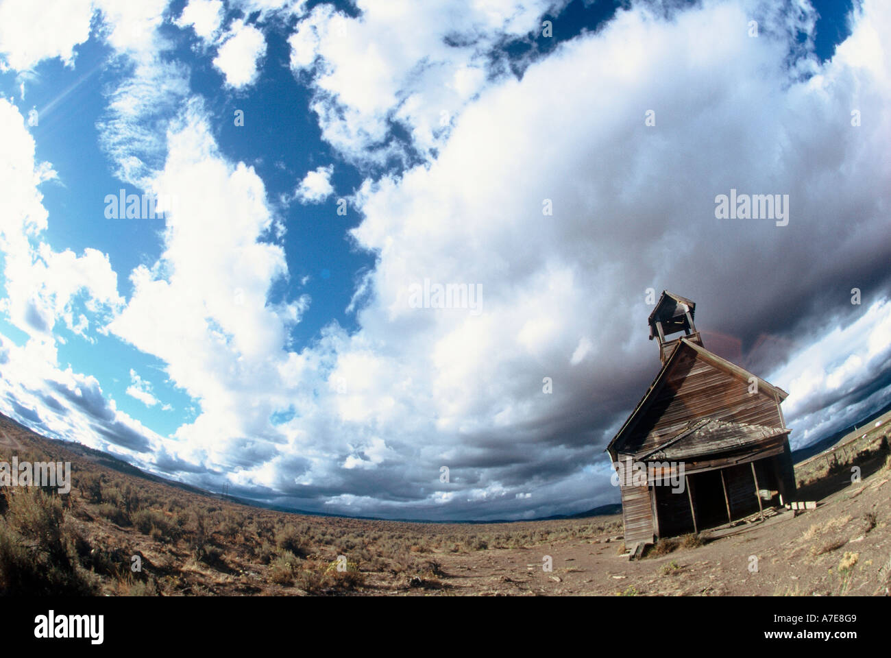 Historical School House in Central Oregon Stock Photo