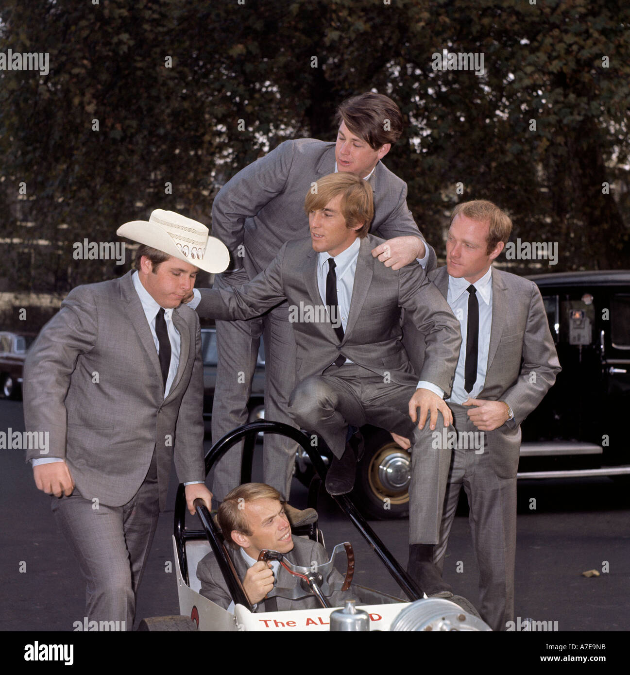 BEACH BOYS outside EMI House, Manchester Square, London in November 1964 - see description below Stock Photo