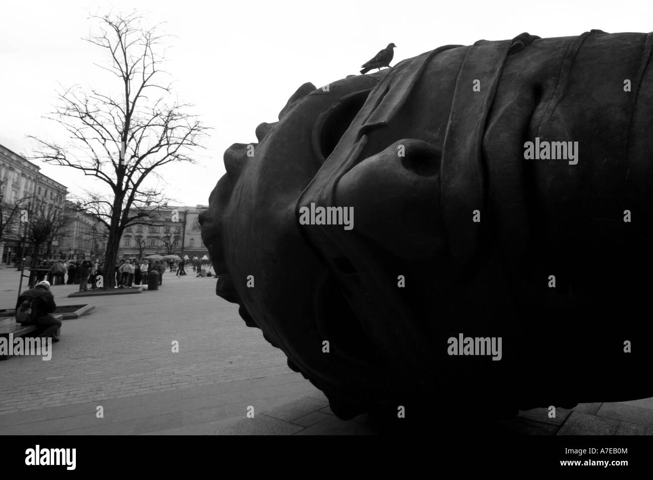 big head in krakow main square Stock Photo Alamy
