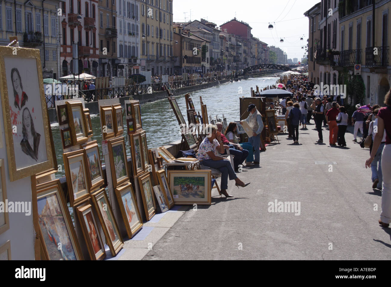 Milan Milano Italy Italia Lombardy Lombardia Naviglio Canal Stock Photo Alamy