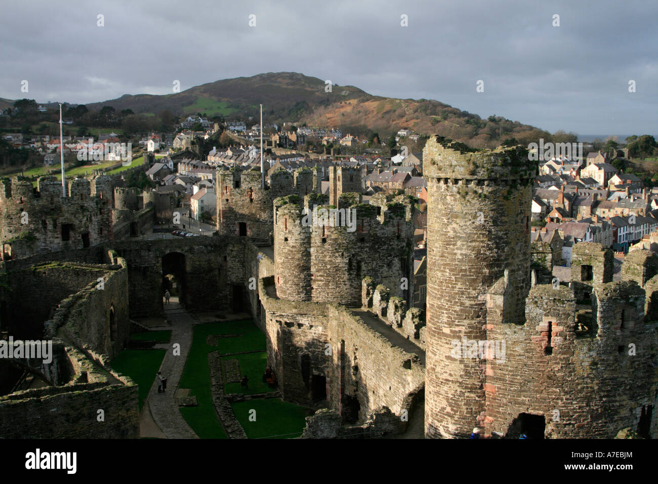 view from conwy castle parapets north wales uk gb Stock Photo - Alamy