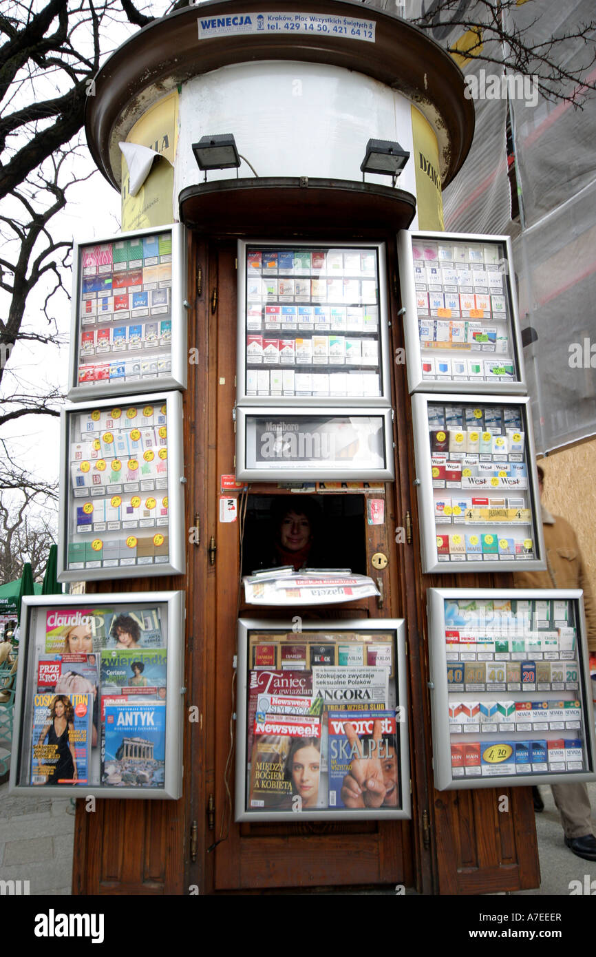 Cigarette Kiosk Krakow Poland Stock Photo