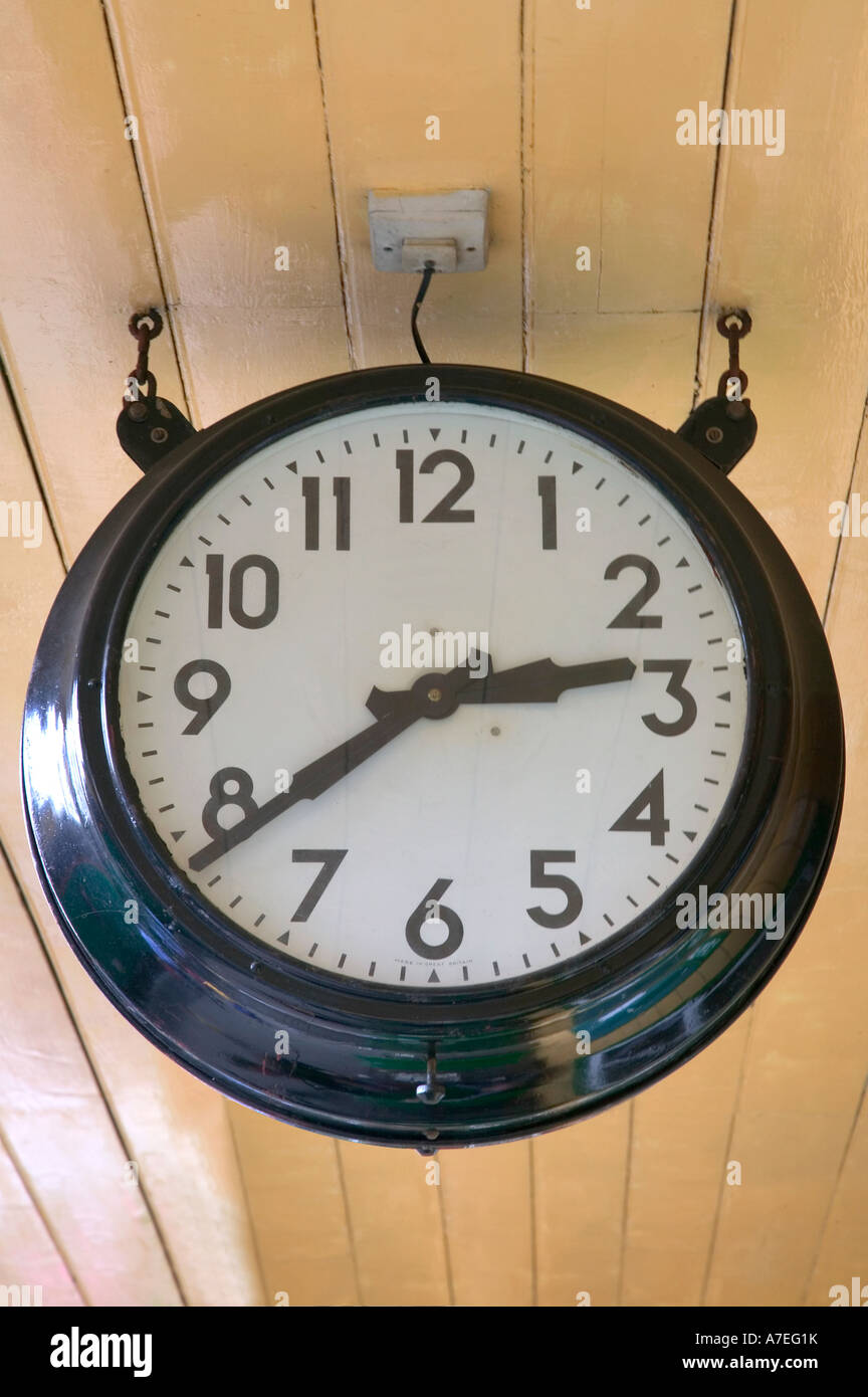 A traditional old railway station clock Stock Photo