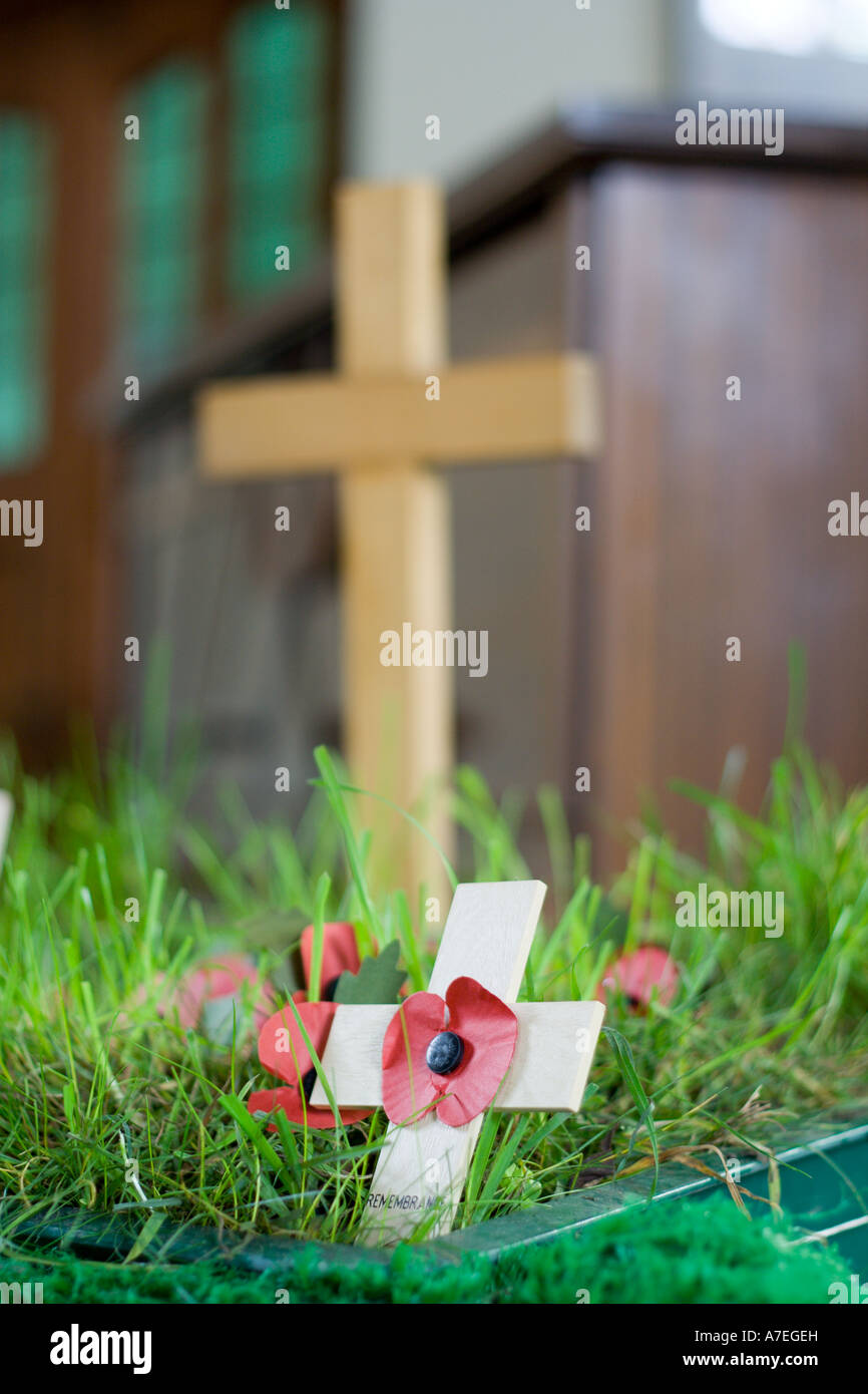 Remembrance Day Cross and Poppy Stock Photo - Alamy