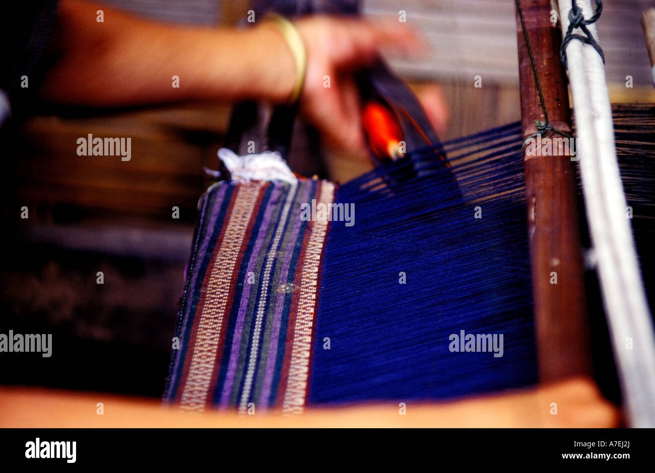 Weaving loom in village Laos Stock Photo - Alamy