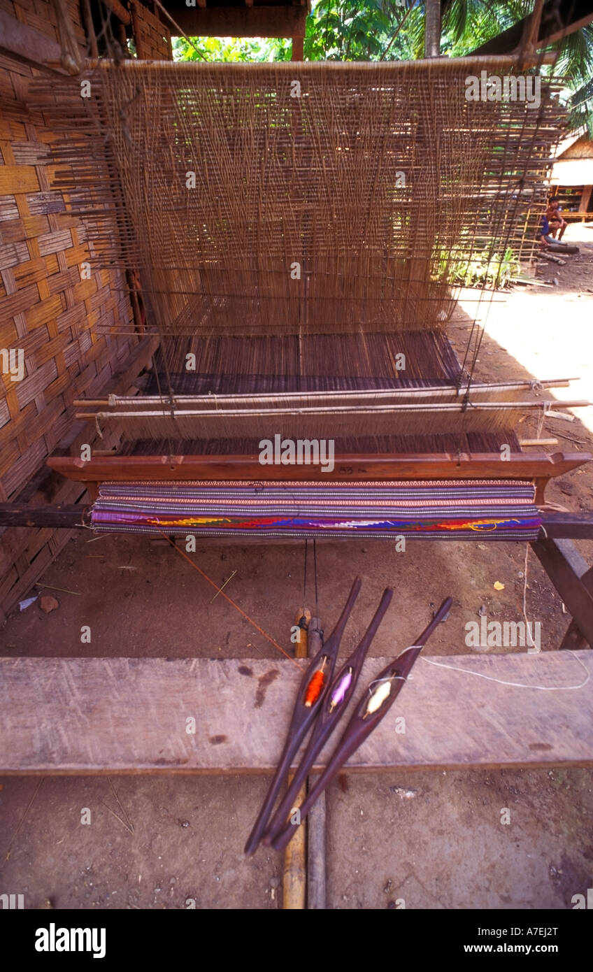 Weaving loom in village Laos Stock Photo - Alamy