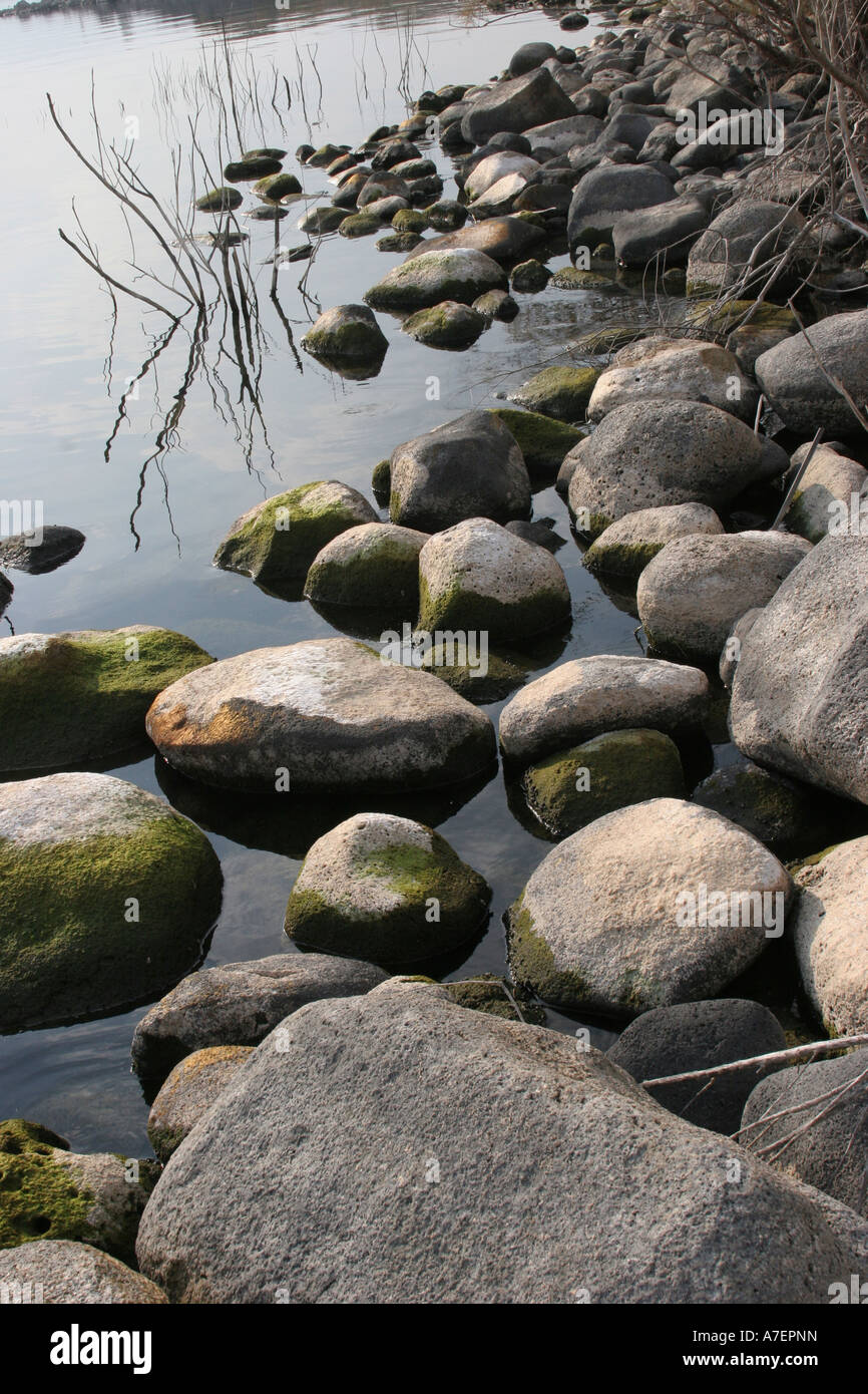 Israel Sea Of Galilee Rocks on the shore Stock Photo - Alamy