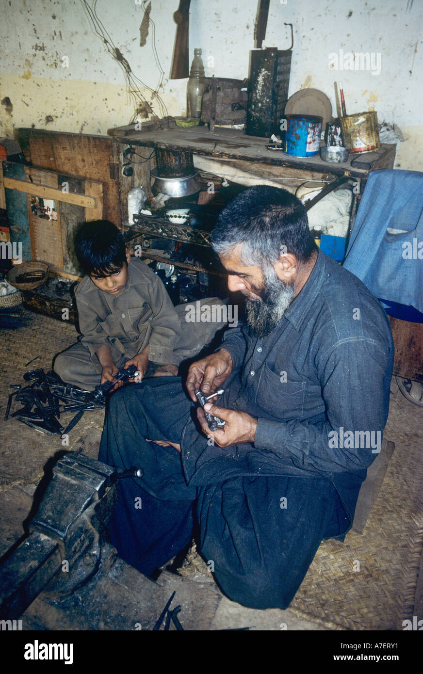 Gunsmith in Darra Adam Khel tribal agency in NW Pakistan Stock Photo
