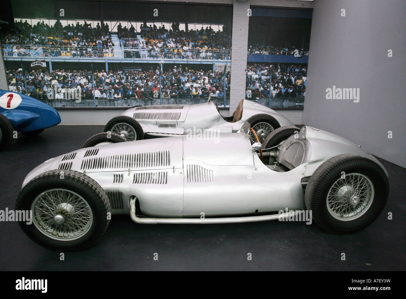 Mercedes-Benz-Silberpfeile in National automobile-museum Mulhouse, Alsace, France Stock Photo