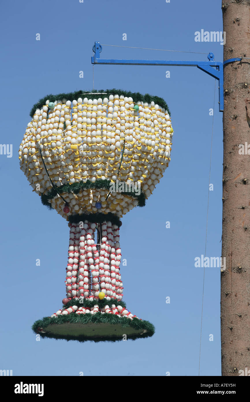 Wineglass made of eggs at a funfair. Niederwerth, Rhineland-Palatiante, Germany Stock Photo