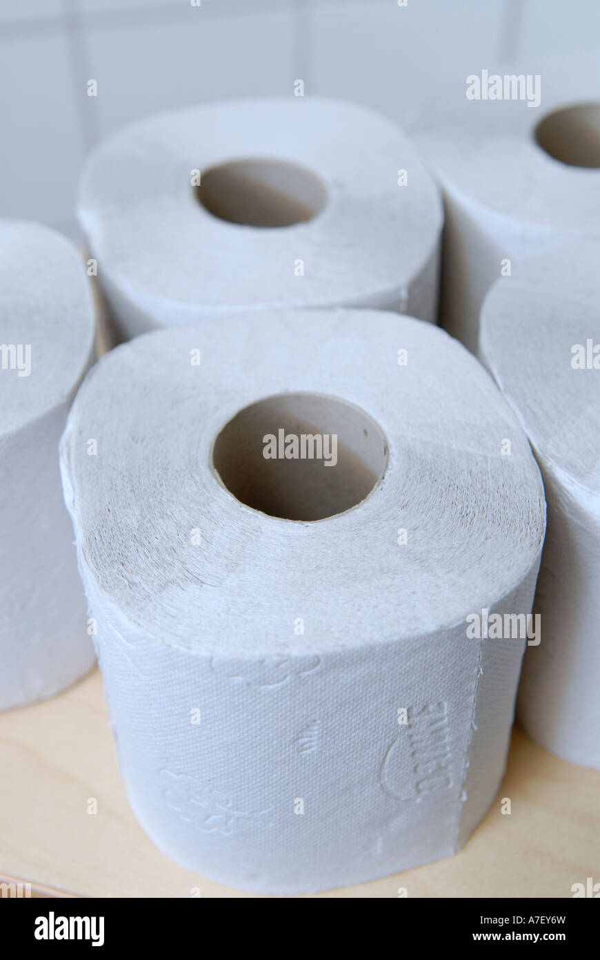 Toilet paper from recycled paper Stock Photo