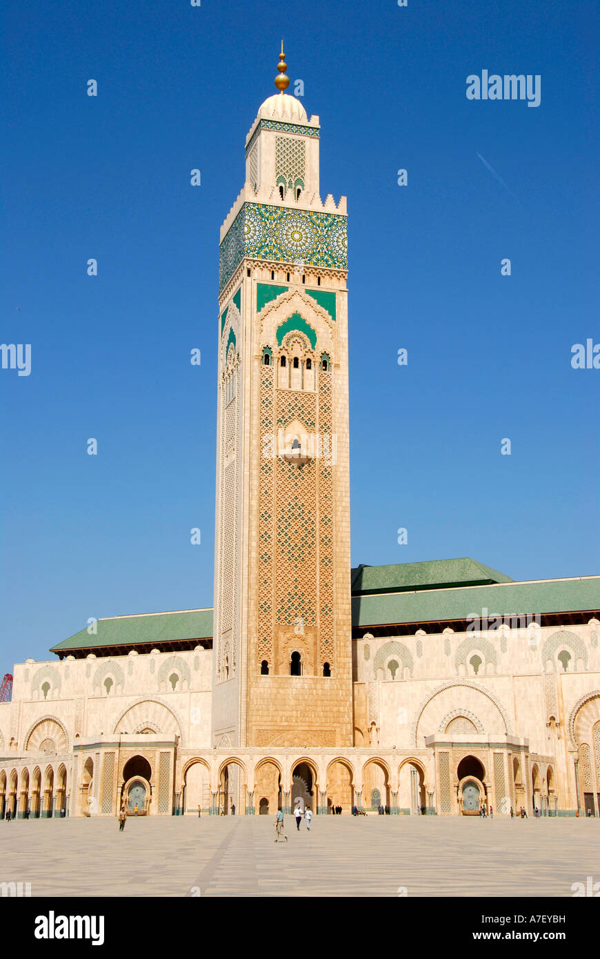 Minaret of mosque Hassan II Casablanca Morocco Stock Photo