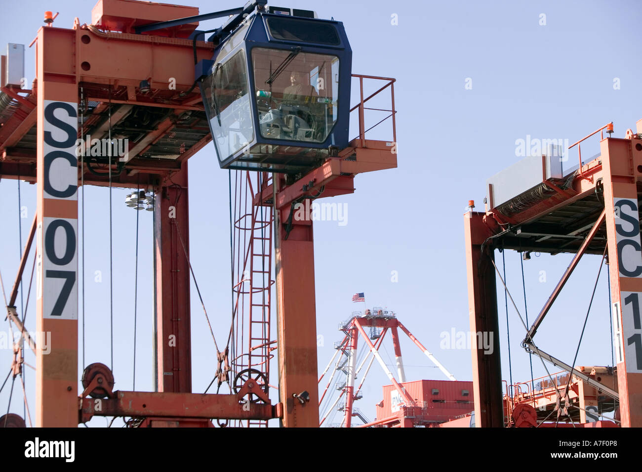 Straddle carriers operate in the Port of Newark Container Terminal in
