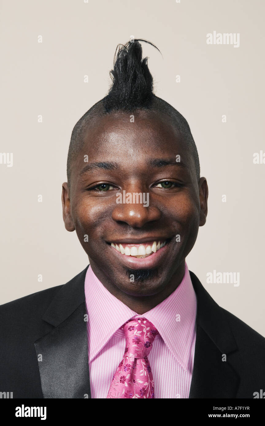 African businessman with mohawk hairstyle Stock Photo