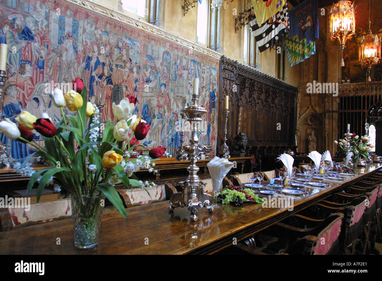 Formal dining room in La Casa Grande at Hearst Castle San Simeon ...