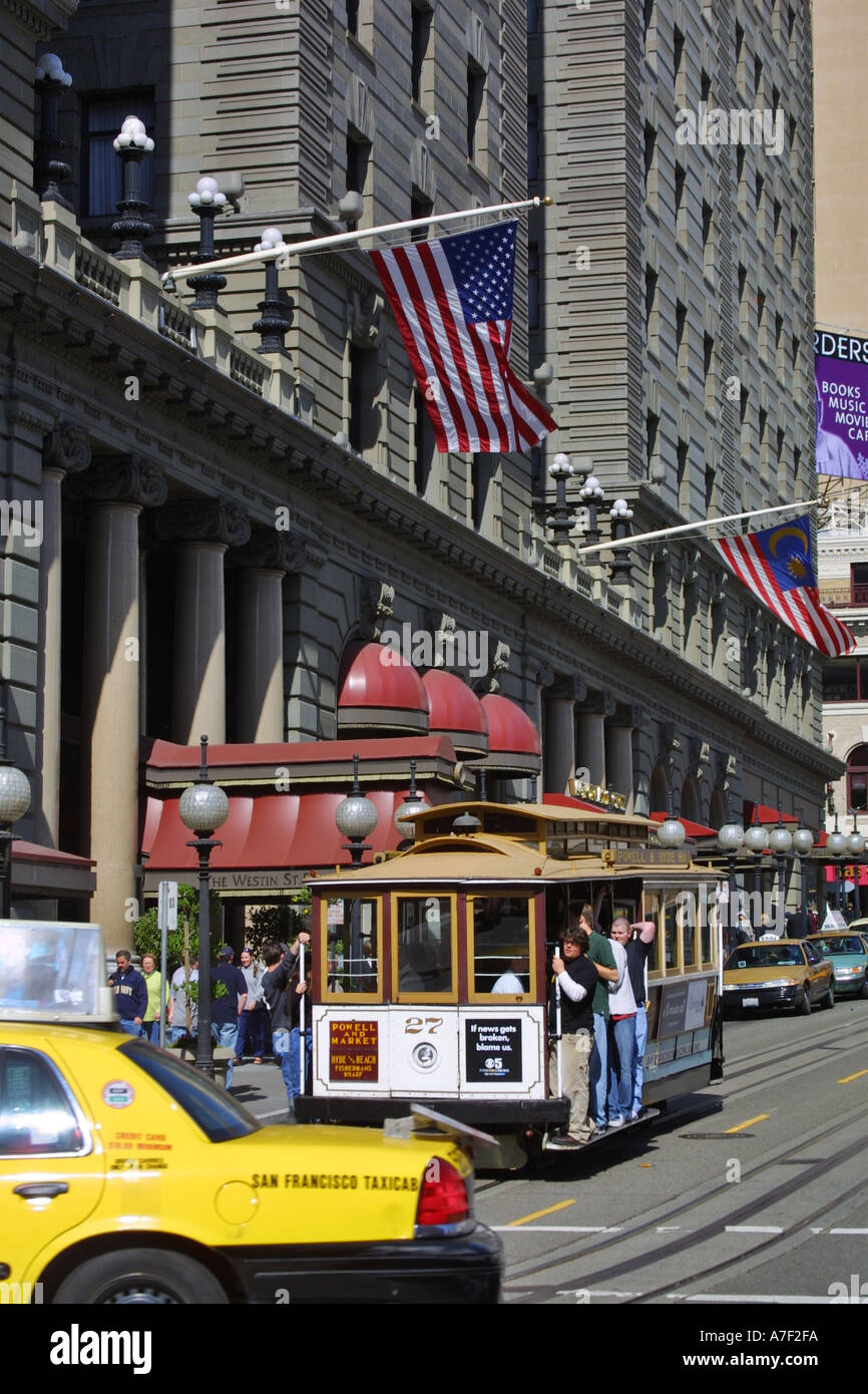 Westin St. Francis Hotel with Cable Car at Union Square in San