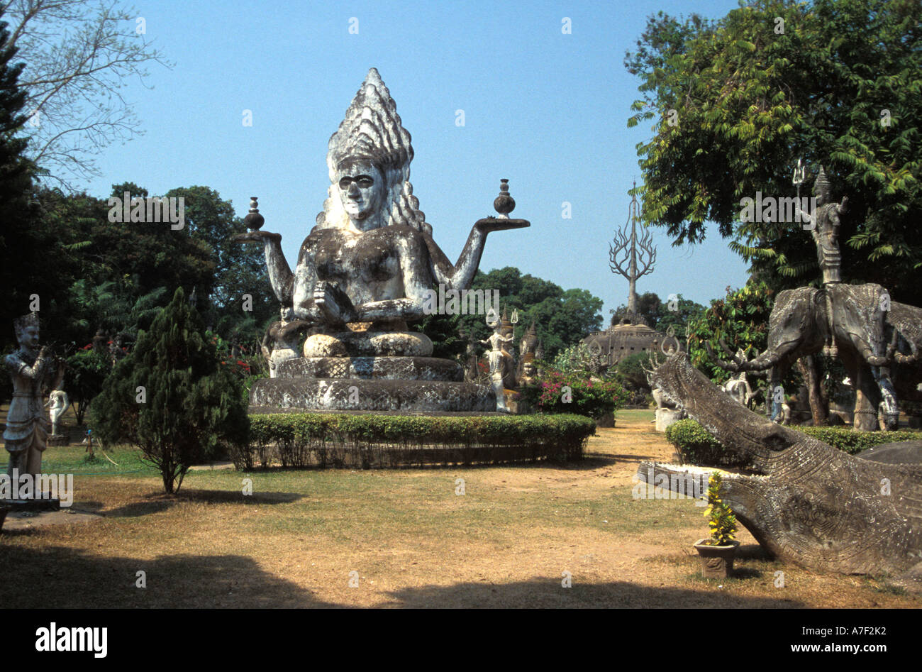 Sculptures at Wat Xieng Khuan Buddha Sculpture Park, Laos Stock Photo